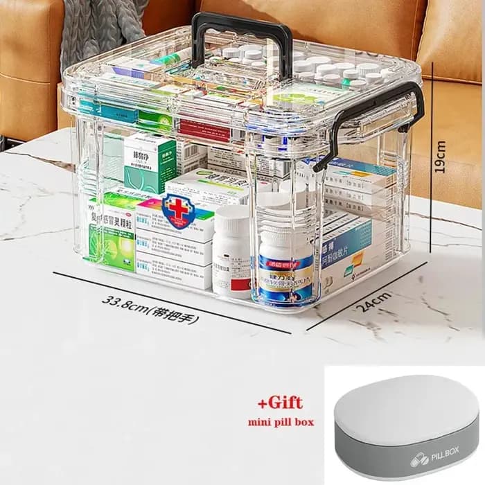 Grande boîte à médicaments transparente à double couche