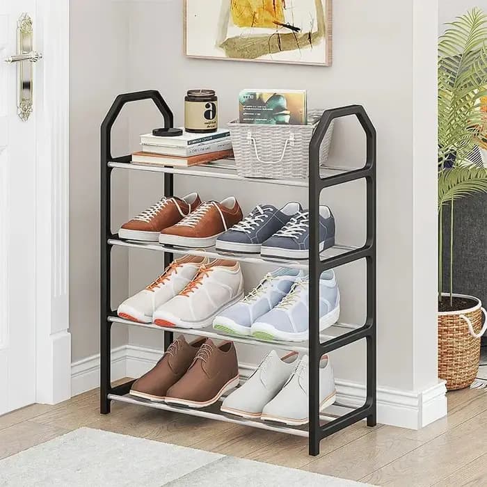 Étagère à chaussures créative simple à 4 niveaux - Armoire de rangement multifonctionnelle pour la maison/le dortoir