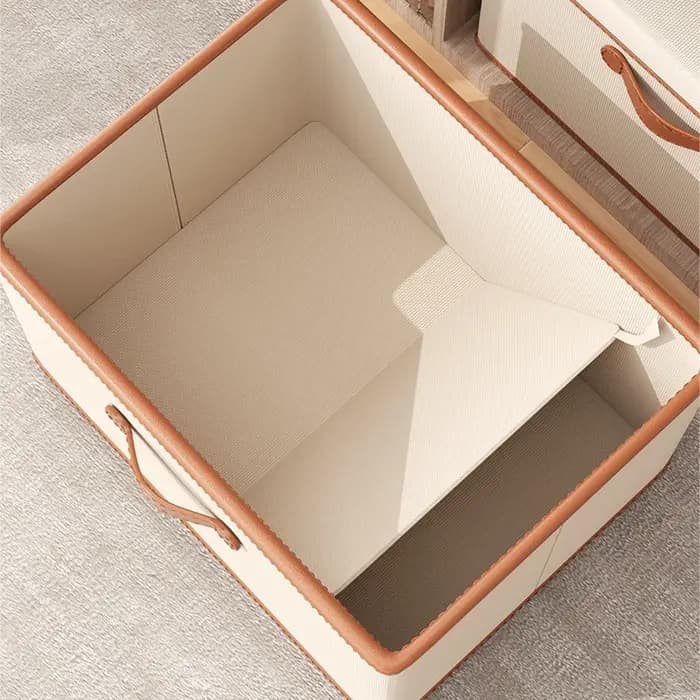 Boîte de rangement pliable en cuir PU pour vêtements