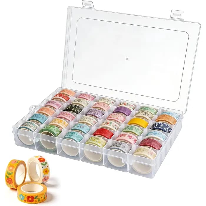 Boîte de rangement en plastique transparent à 36 compartiments - Avec séparateurs amovibles - Organisateur portable