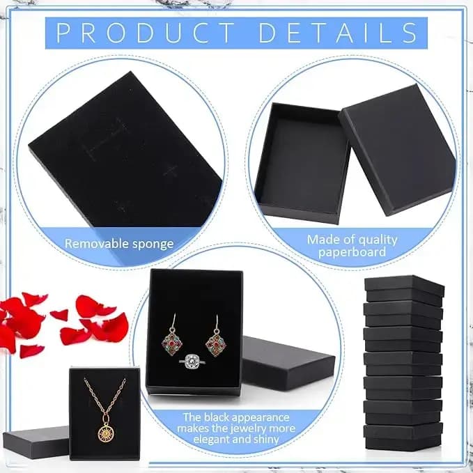 Présentoir de bijoux carré noir