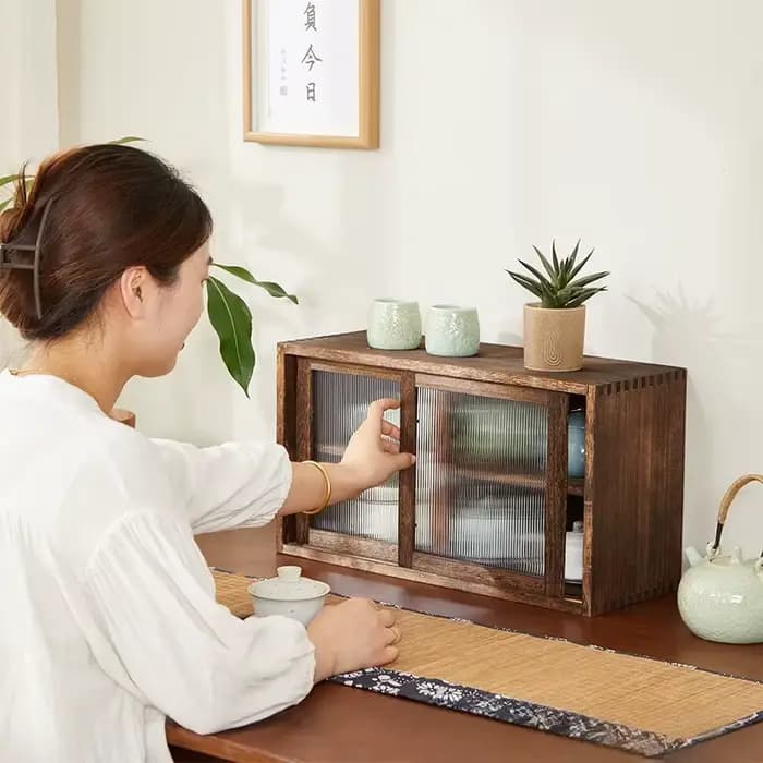 Boîte de rangement de bureau en bois massif