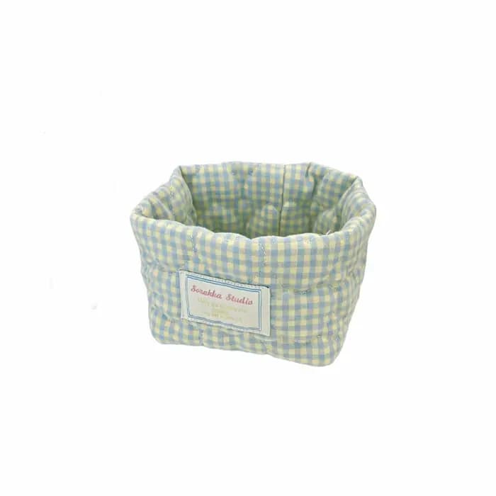 Panier de rangement en tissu à carreaux et rayures, lavable, empilable, bacs décoratifs pour la mais