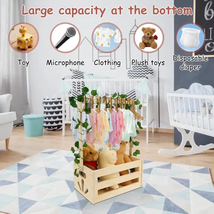 Panier de rangement en bois pour fête prénatale