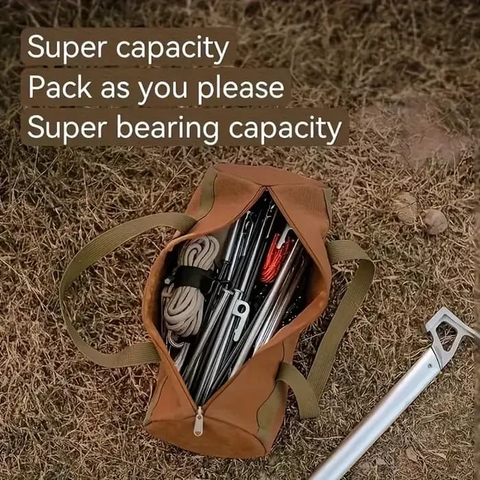 Sac de rangement pour outils de camping, grande capacité, sac cylindrique pour piquets de tente, sac léger pour clous de tente, sac porte-clous de sol pour le camping en plein air
