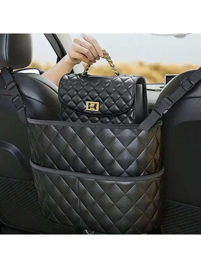Filet de rangement pour siège central de voiture, sac en cuir de grande capacité, sac de rangement pour dossier de siège, fournitures pour dossier de chaise de voiture, sac suspendu pour articles de r