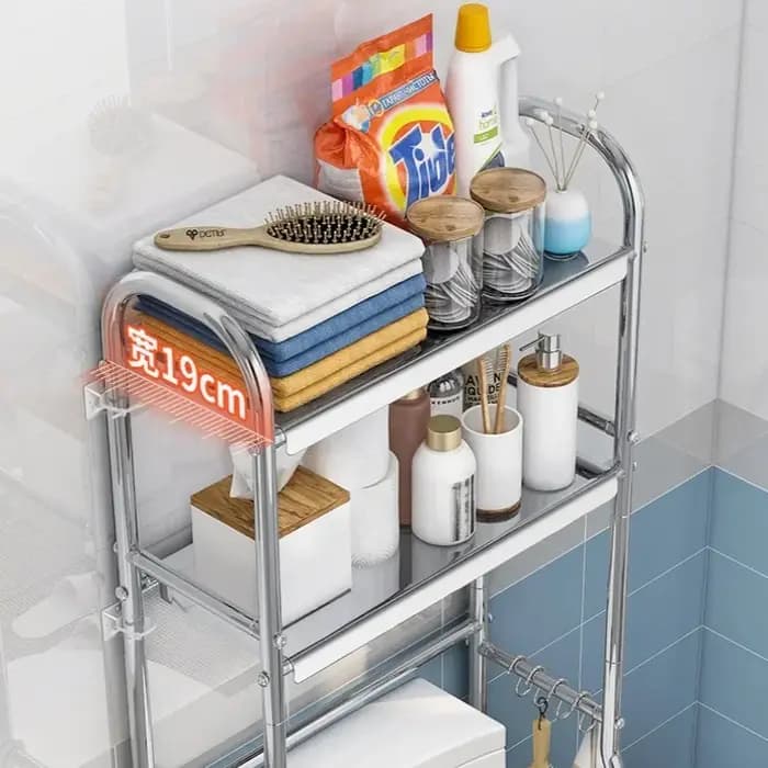 Étagère de rangement pour salle de bain au-dessus des toilettes