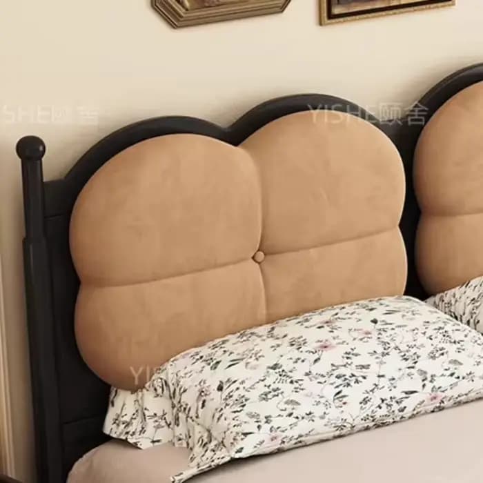 Lit en bois massif 150x200cm pour 2 personnes, avec tête de lit design, style nordique, avec rangement, lit double Queen Size, mobilier de chambre à coucher pour mariage