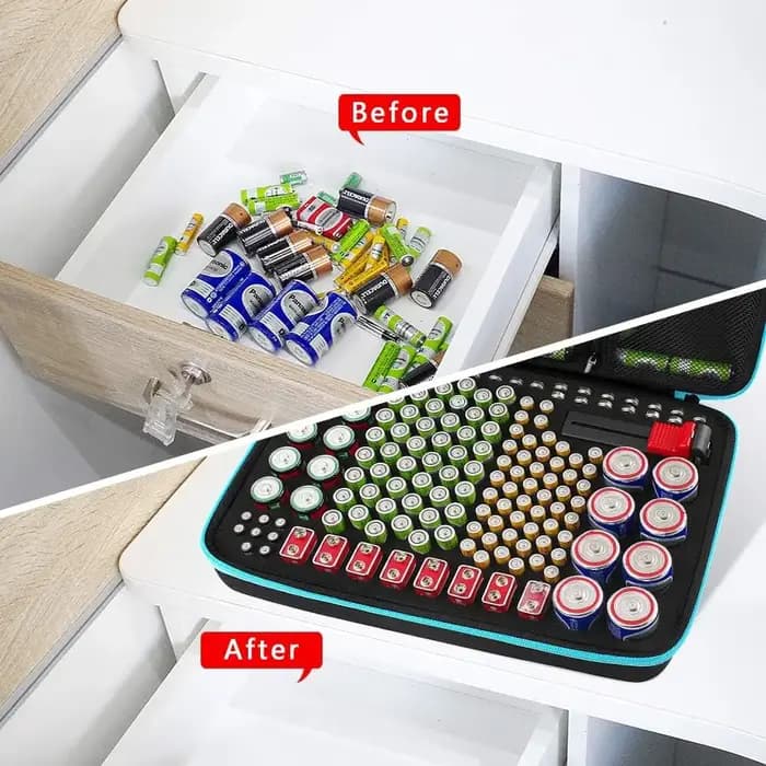 Boîte de rangement pour organisateur de piles, avec vérificateur de testeur, plus de 220 piles, sac