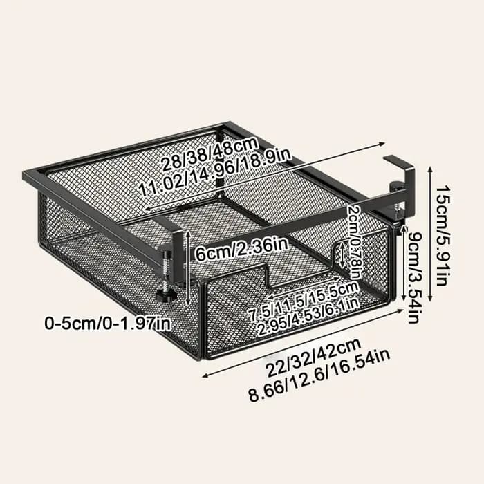 Tiroir sous le bureau avec barre de suspension, boîte de rangement invisible sous le bureau, outil d