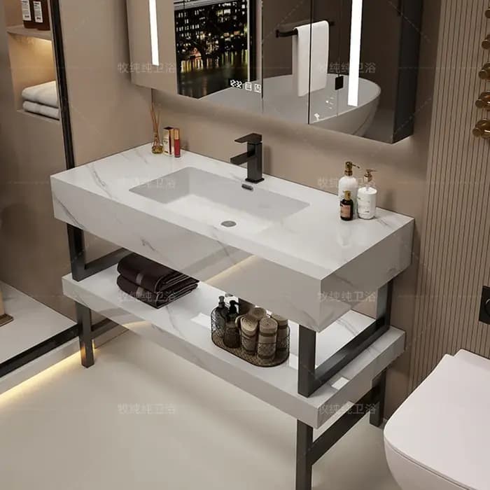 Meuble de Salle de Bain Moderne de Luxe avec Rangement