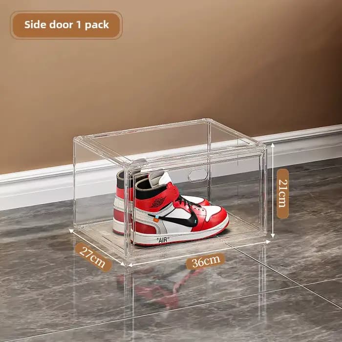 Boîte de rangement magnétique transparente empilable pour chaussures, organisateur de baskets épaiss