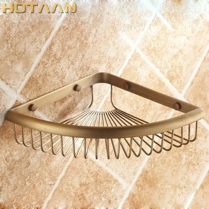 . Étagère Murale en Laiton Massif Antique pour Shampoing, mir de Salle de Bain, Double Couche à la M