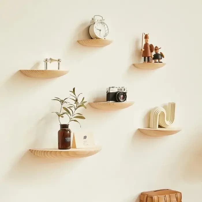 Étagère murale en bois demi-cercle, présentoir de projecteur suspendu au fond, Suspension, décoration de la maison, Organization de stockage