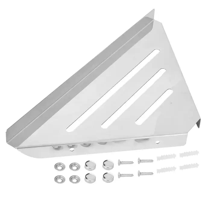 Étagère d'angle de douche en acier inoxydable argenté
