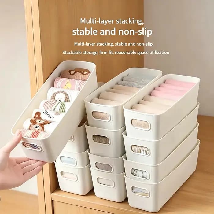 Bacs de rangement blancs empilables pour l'organisation