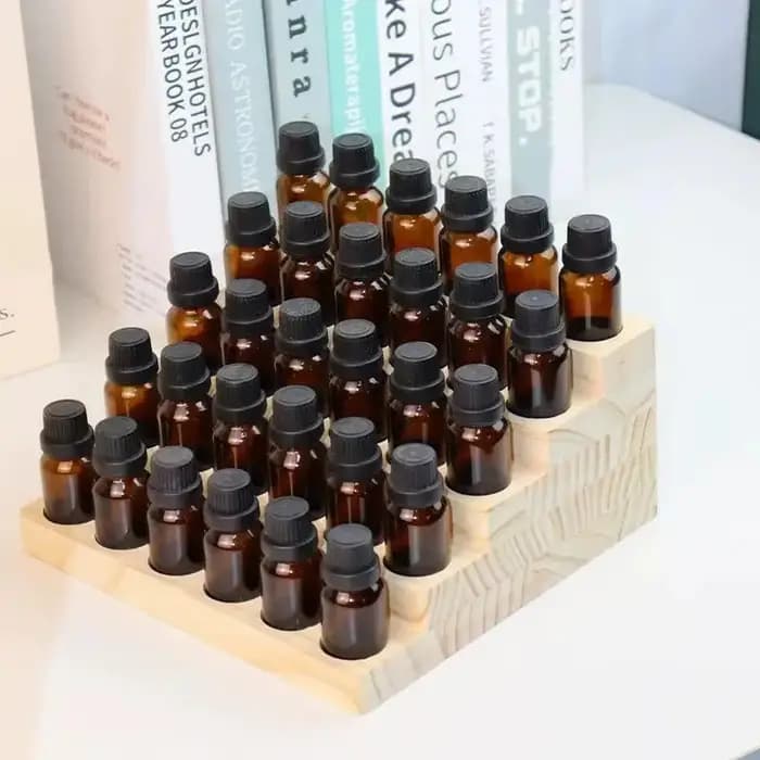 Support robuste pour bouteilles d'huiles essentielles, support multi-emplacements en bois naturel pour parfums, présentoir de bureau multi-usages grande capacité