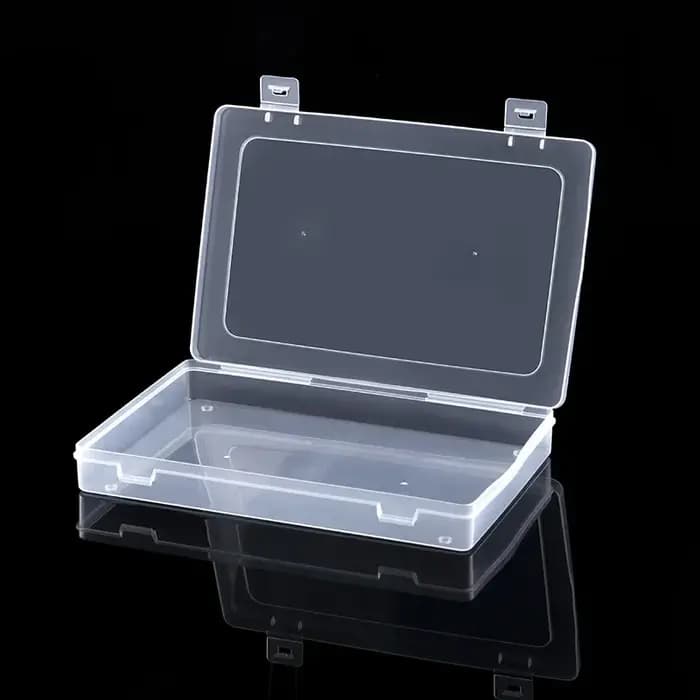 Boîte de rangement rectangulaire transparente en plastique, conception à Double boucle pour fichiers de documents, accessoires de quincaillerie, masque, boîte d'emballage en PP