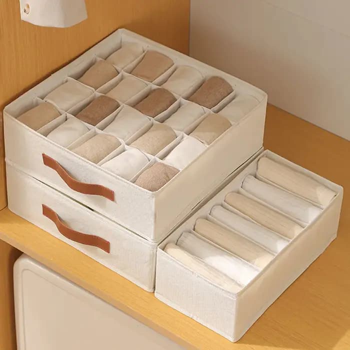 Organisateur de rangement pliable en coton pour lingerie