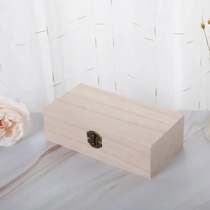 Boîte de rangement rectangulaire rétro en bois, organisateur de bureau à clapet, boîte-cadeau de bij