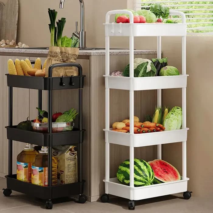 Support de rangement au sol pour chariot domestique