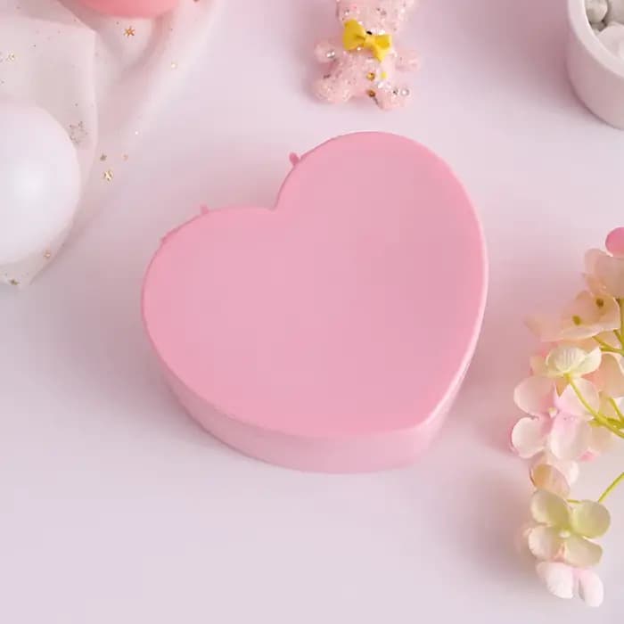 Boîte à bijoux en forme de cœur avec miroir de maquillage, présentoir à bijoux, boîte à colliers pen