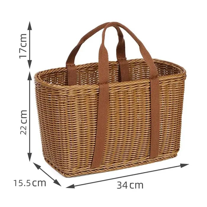 Grand panier de rangement tissé à la main pour le shopping, utilisation en extérieur avec couvercle