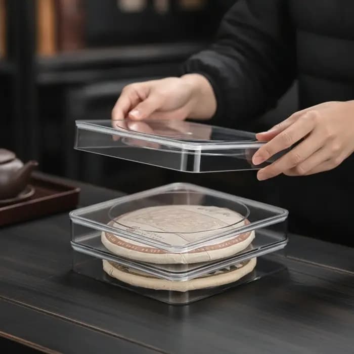 Boîte de rangement pour gâteaux de thé en plastique avec couvercle, organisateur anti-poussière et discret pour collectionneurs, comptoir, étagère