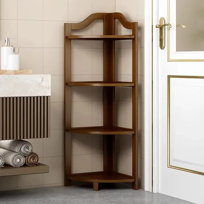 Support d'angle de cuisine en bambou, organisateur de rangement à plusieurs niveaux, bibliothèque autoportante pour ustensiles de cuisine ou fournitures de garde-manger