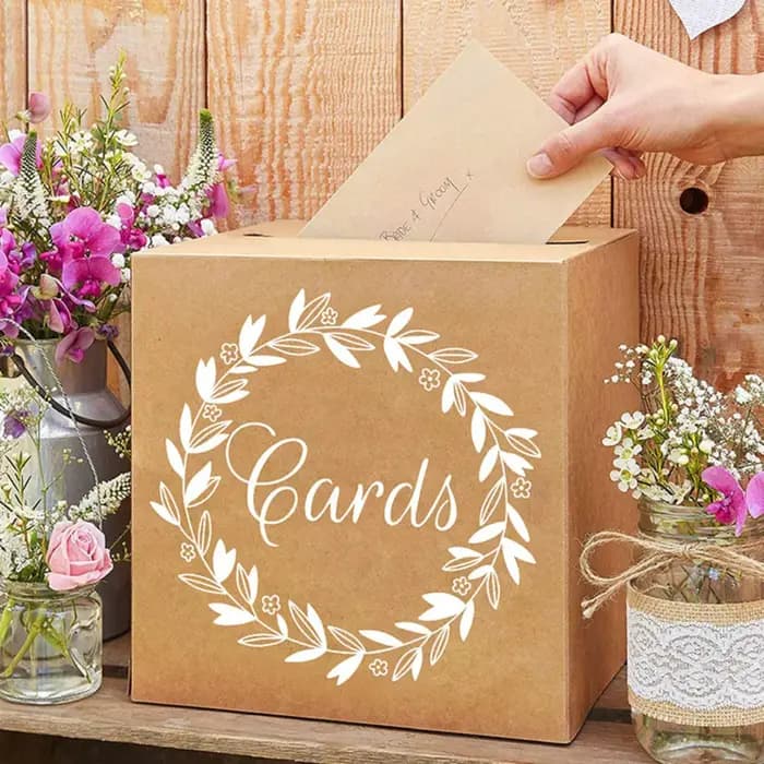 Boîte à cartes de mariage blanche et noire pour fournitures de fête