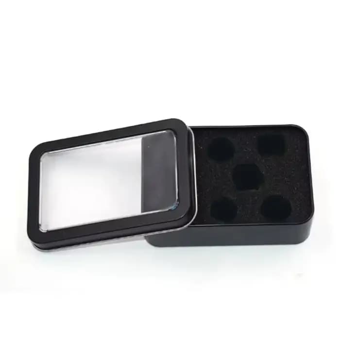 Boîte de rangement rectangulaire en métal argent noir pour cartes de jeu