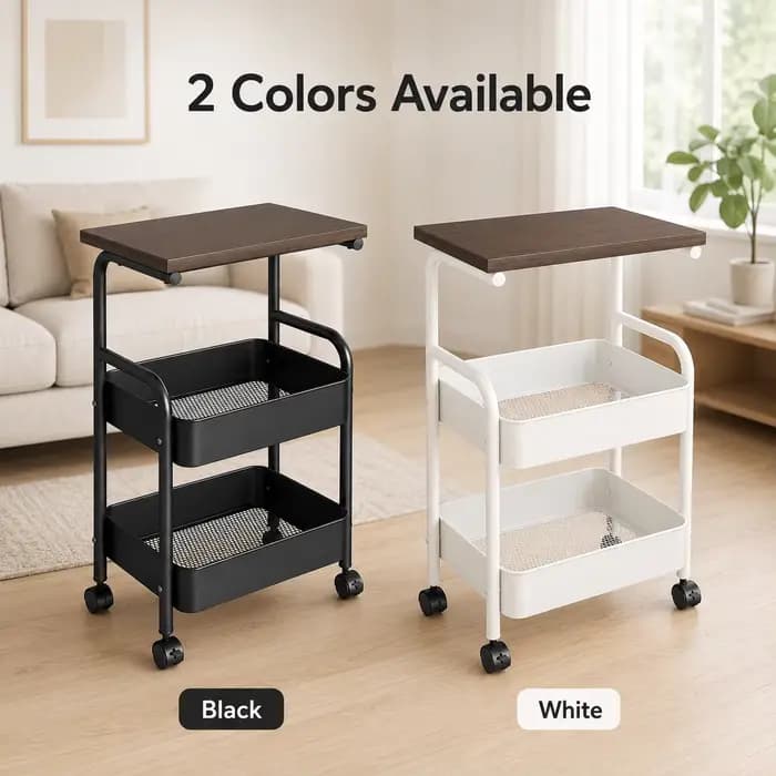 Étagère de rangement de chevet, organisateur mobile multi-niveaux pour la maison, le canapé du salon, support à collation pour fauteuil roulant