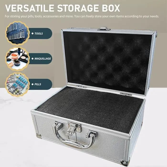 Boîte à outils en alliage d'aluminium, étui pour instruments, organisateur portable robuste et durable, grand espace pour entrepôt, garage, maison, voiture