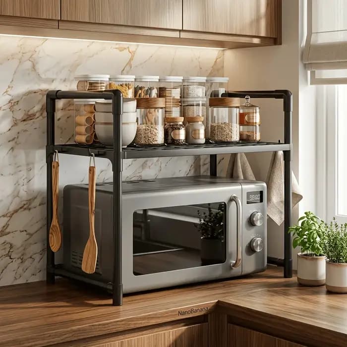 Le support de rangement multifonctionnel monocouche pour four à micro-ondes est simple et élégant