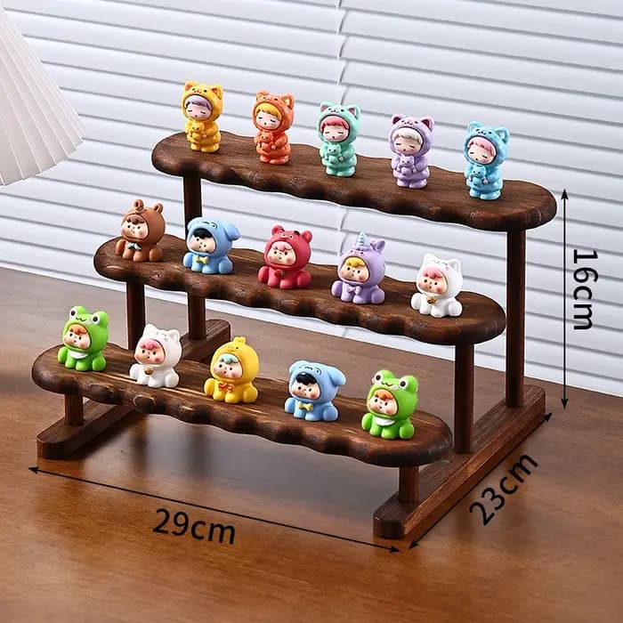 Étagère de présentation rustique en bois à 4 niveaux pour objets de collection