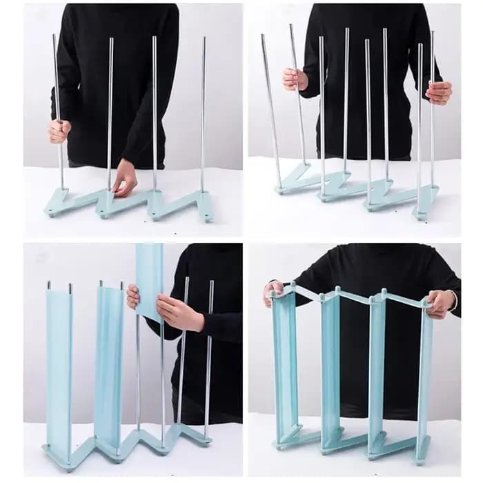 Étagère de rangement pour chaussures multicouche en forme de Z en acier inoxydable