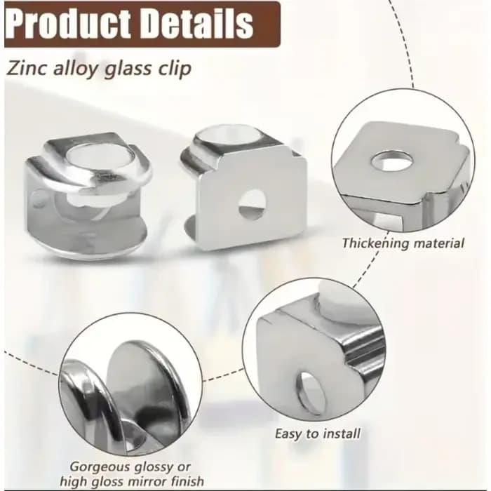 Supports de fixation réglables en alliage de zinc pour étagères en verre de douche
