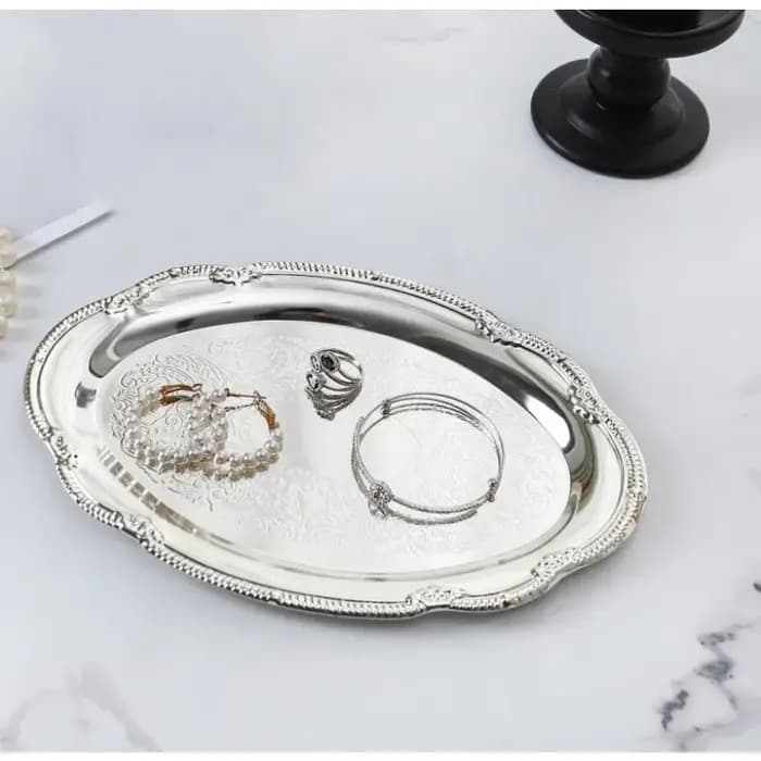 Plateau de service Vintage en argent gaufré