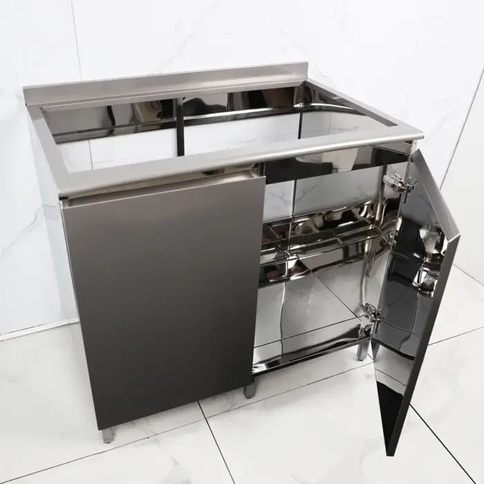 Armoire moderne en acier inoxydable, conception de cuisine de barbecue extérieure et d'appartement r