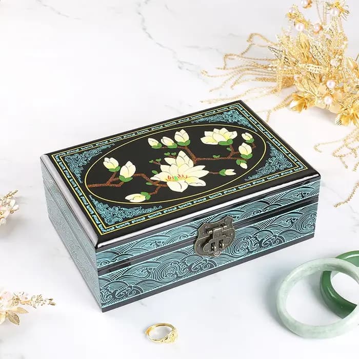 Boîte à bijoux vintage en bois avec miroir – Design rustique pour bracelets et montres, cadeau parfa