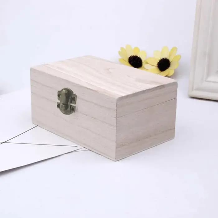 Boîtes de rangement carrées à charnière en bois uni Scotch couleur bûche