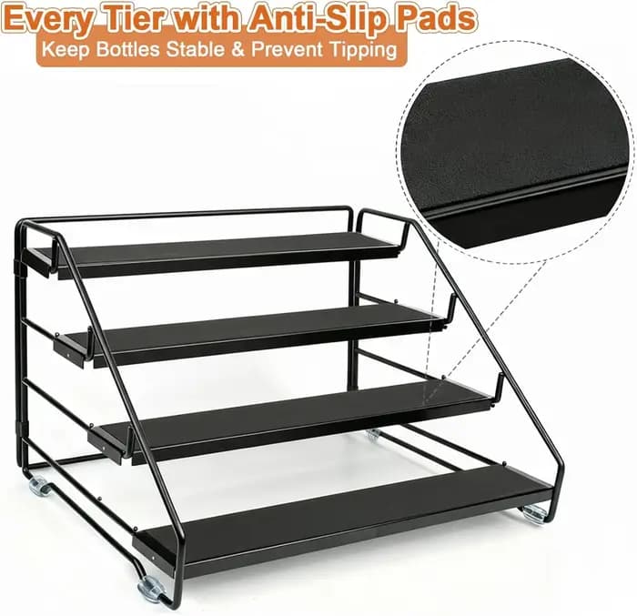 Étagère à épices réglable à 4 niveaux pour armoire, profondeur de comptoir, support d'assaisonnement
