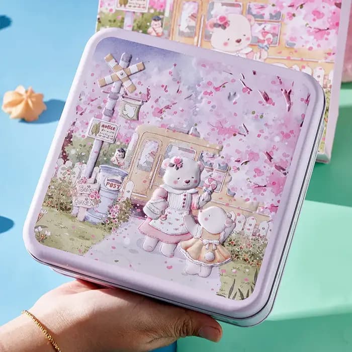 Boîte de rangement en métal de lapin d'ours mignon, AfricIron, beaucoup de 18 étuis carrés pour l'em