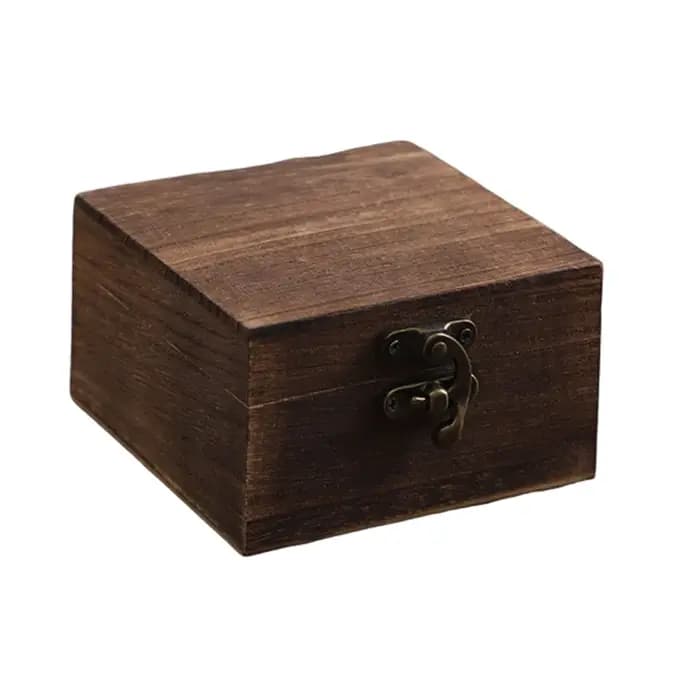 Boîte de rangement carrée en bois rétro