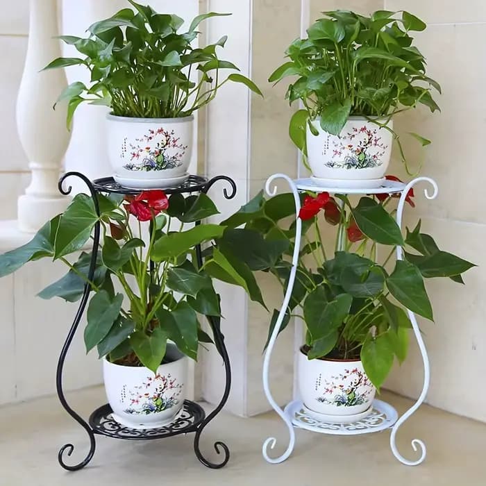 1pc support intérieur et extérieur Simple européen Double couche support de fleurs Pot de fleur salo