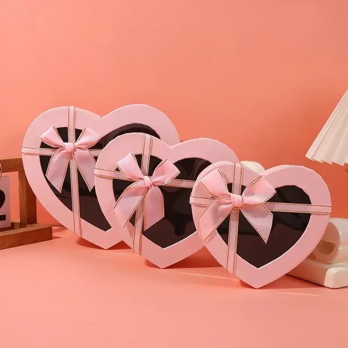 Nouveau Boîte-cadeau en forme de coeur boîtes cadeaux transparentes avec nœud papillon avec couvercl