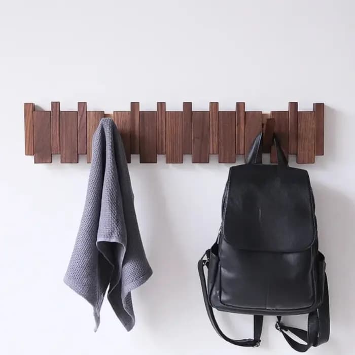 Porte-manteau mural créatif en bois avec 8 crochets en forme de touches de piano