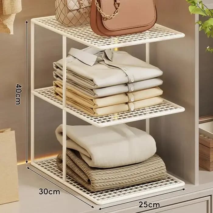 Étagère de rangement empilable en métal maillé à plusieurs niveaux pour armoire