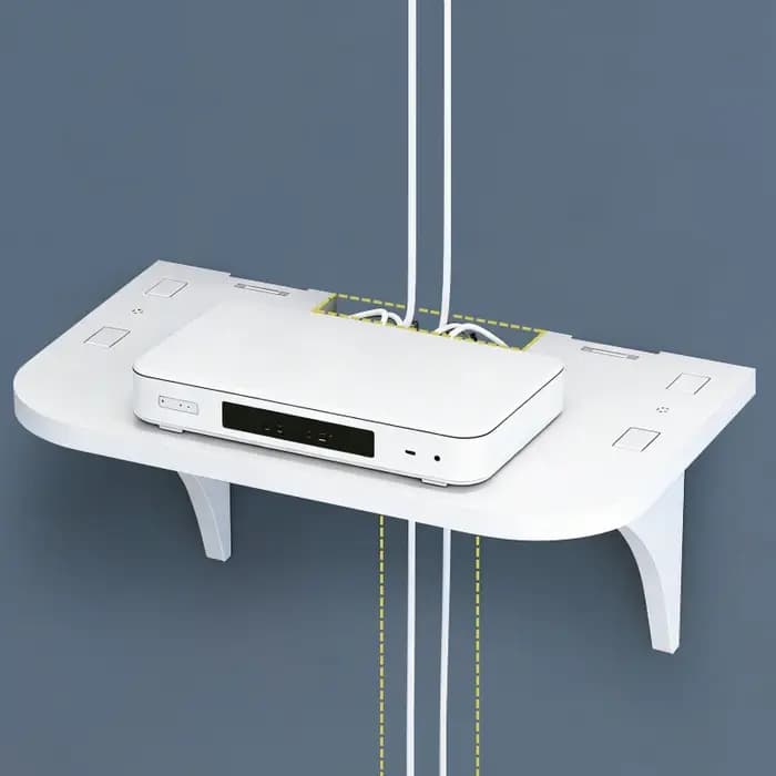 Étagère murale flottante avec crochet Routeur Caméra Barre d'alimentation Projecteur Décodeur Support de rangement suspendu Organisateur de bureau à domicile
