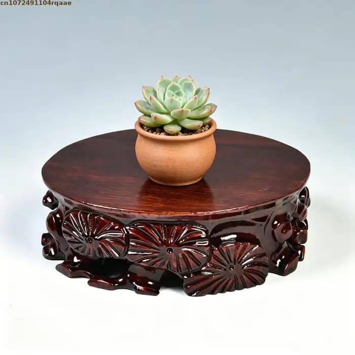 Support pour plantes en bois sculpté, base durable pour pots de fleurs d'intérieur et bonsaïs, présentoir de bureau pour bonsaïs et pots de plantes succulentes